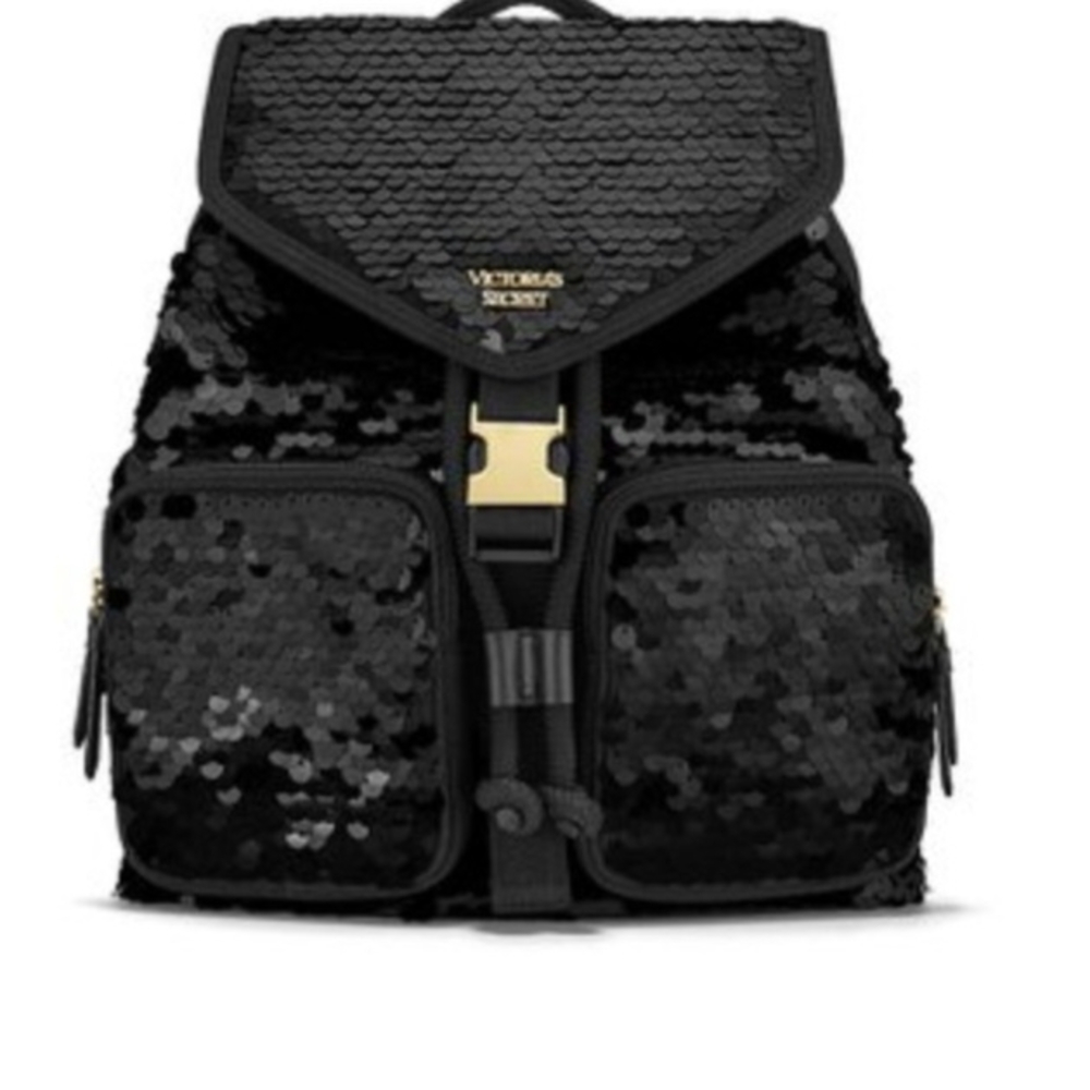Victoria's Secret Black Sequin Backpack